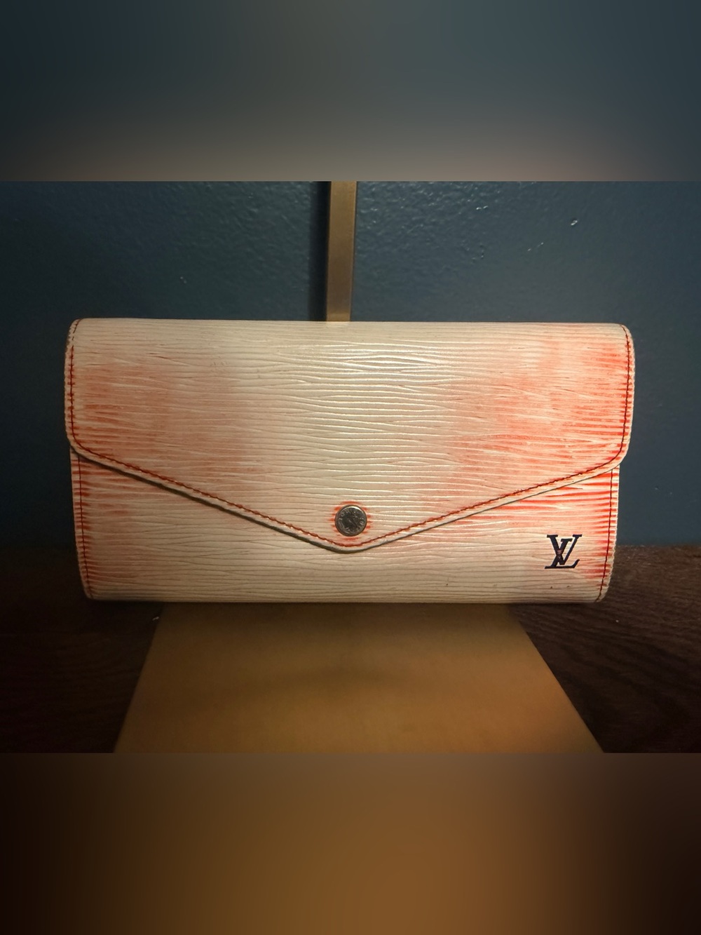 Louis Vuitton Rare Red and White Epi Leather Envelope Wallet